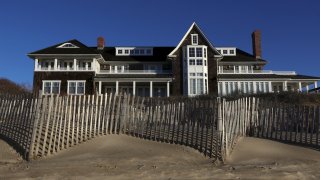 A beachfront residence is seen in East Hampton, New York.