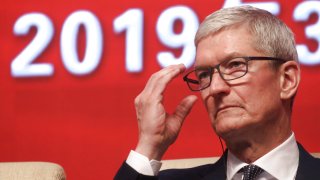 Apple CEO Tim Cook attends the Economic Summit held for the China Development Forum in Beijing on March 23, 2019.