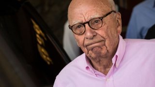 Rupert Murdoch, chairman of News Corp and co-chairman of 21st Century Fox, arrives at the Sun Valley Resort of the annual Allen & Company Sun Valley Conference, July 10, 2018 in Sun Valley, Idaho.