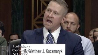 Matthew Kacsmaryk, deputy counsel for the First Liberty Institute, answers questions during his nomination hearing by the U.S. Senate Committee on the Judiciary in Washington, D.C., on Dec. 13, 2017, in a still image from video.