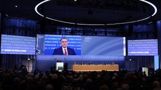 Thomas Jordan, president of the Swiss National Bank (SNB), speaks during the bank’s annual general meeting in Bern, Switzerland, on Friday, April 28, 2023.