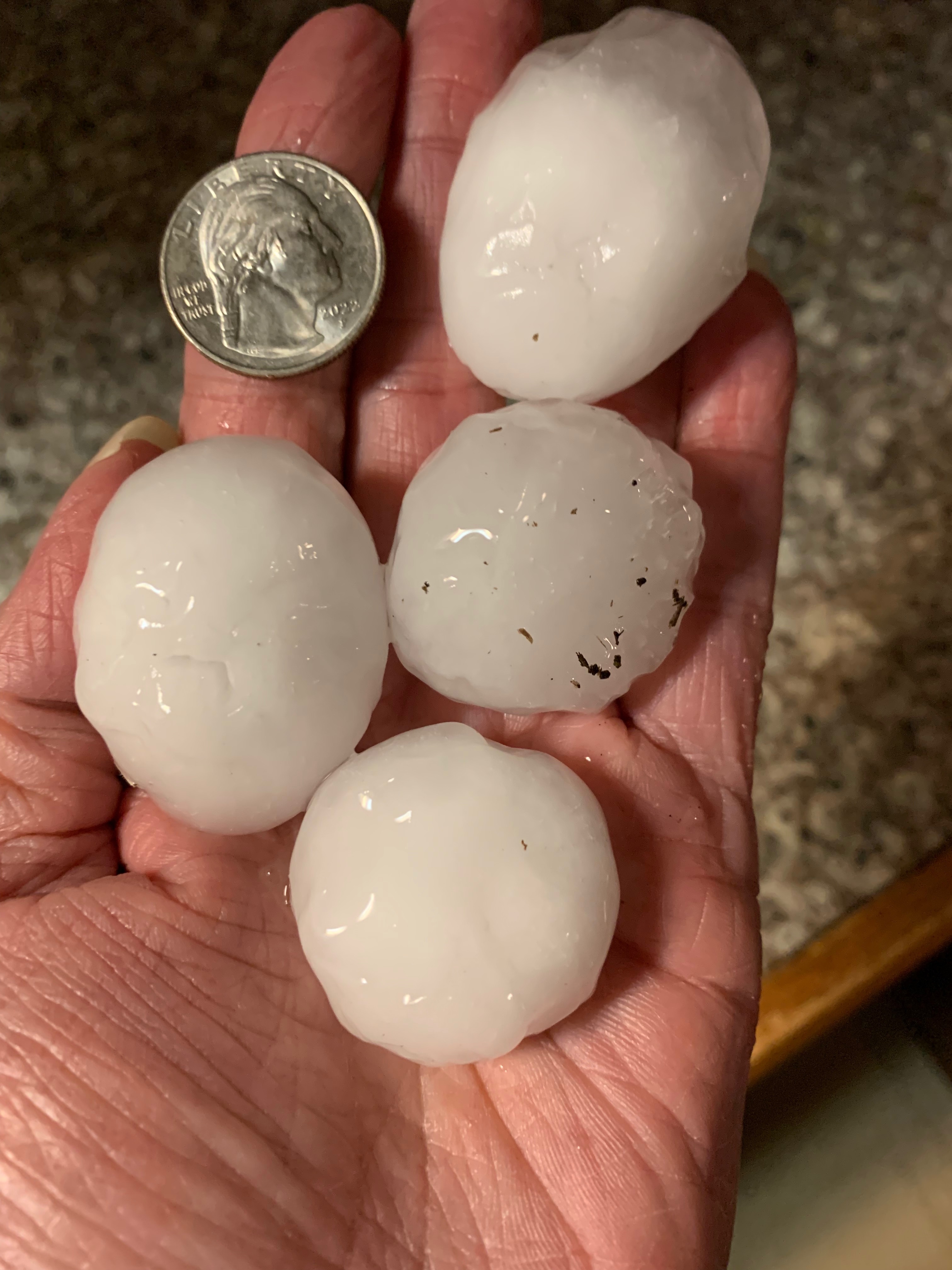 Hail size at 3:50 pm