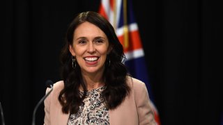 Prime Minister Jacinda Ardern announces a nurses pay settlement during a press conference at Parliament on August 7, 2018 in Wellington, New Zealand.