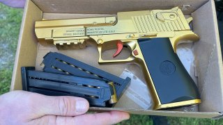 North Richland Hills Police show an airsoft pistol confiscated from a student on Thursday, April 13, 2023.