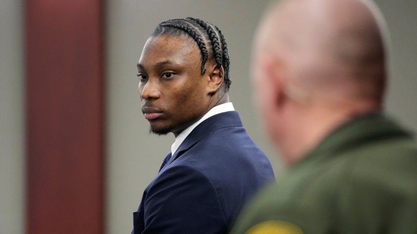 Former Las Vegas Raiders player Henry Ruggs appears in court Wednesday, May 10, 2023, in Las Vegas. Ruggs plead guilty to driving his car drunk before causing a fiery crash that killed a woman.