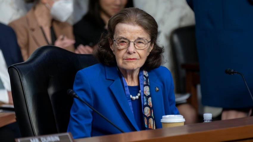 Sen. Dianne Feinstein, D-Calif., returns to the Senate Judiciary Committee following a more than two-month absence as she was being treated for a case of shingles, at the Capitol in Washington, Thursday, May 11, 2023. Senate Judiciary Committee Chairman Dick Durbin, D-Ill., has been delayed in advancing many of President Joe Biden’s judicial nominees because of the 89-year-old Feinstein’s absence.