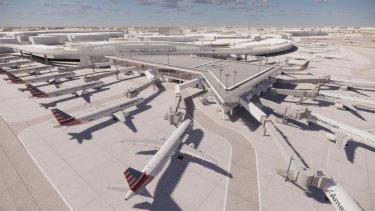 An artist's rendering of expansion at Terminal C at Dallas-Fort Worth International Airport, released May 2023.