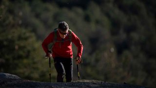 Spanish alpinist Carlos Soria, 82, trains ahead of his trip to climb the Dhaulagiri mountain range in Nepal.