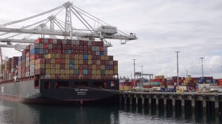 Shipping containers at the Port of Seattle.