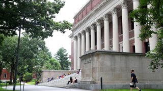 Harvard Yard, on the campus of Harvard University in Cambridge, Massachusetts.