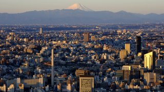 Japan’s Mount Fuji seen in the Tokyo’s horizon on January 1, 2011.