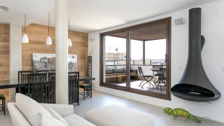 The main living area of Loewe’s apartment in Barcelona, called Aribau 133 Sobre Atic.