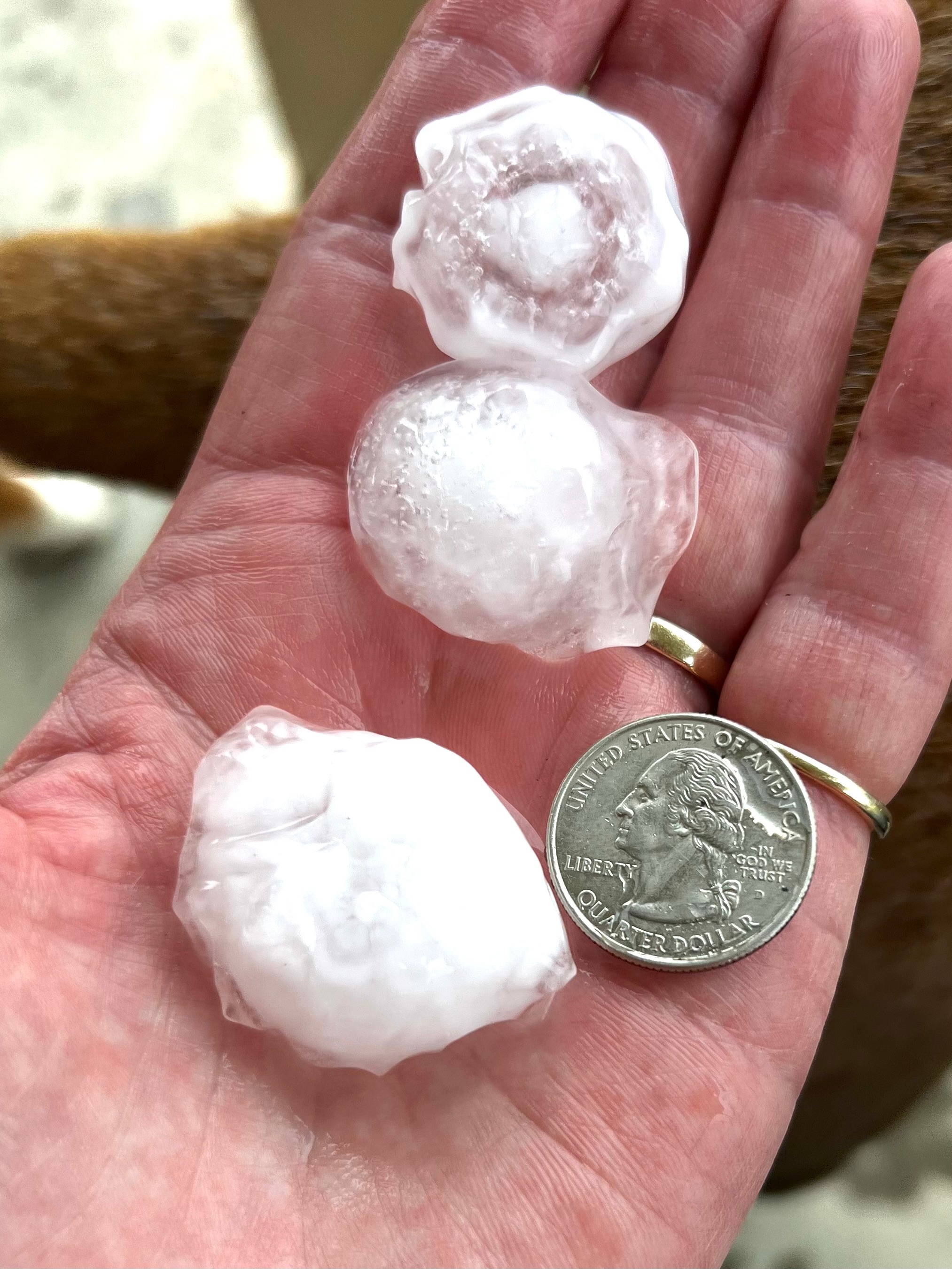 Hail! Bigger than quarter-size hail. ENE Weatherford