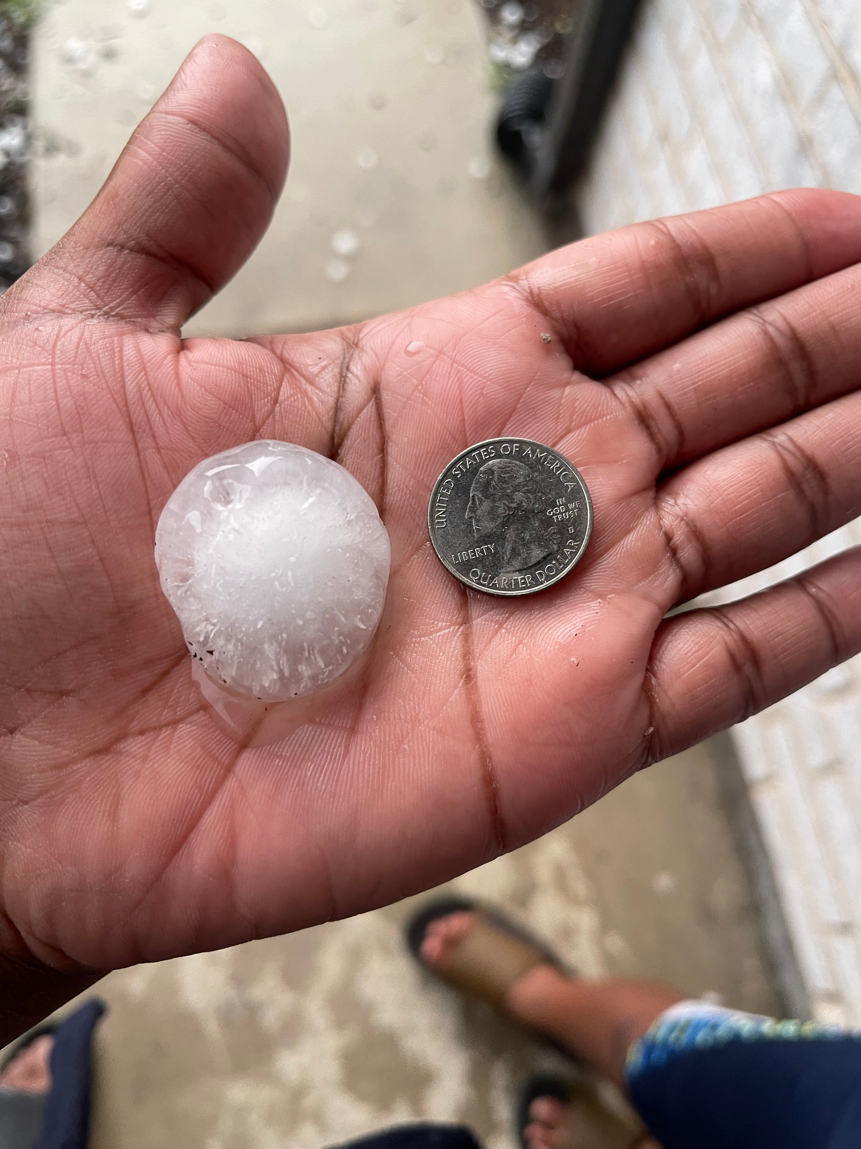 It started to hail around 7:45pm this evening. It was very loud