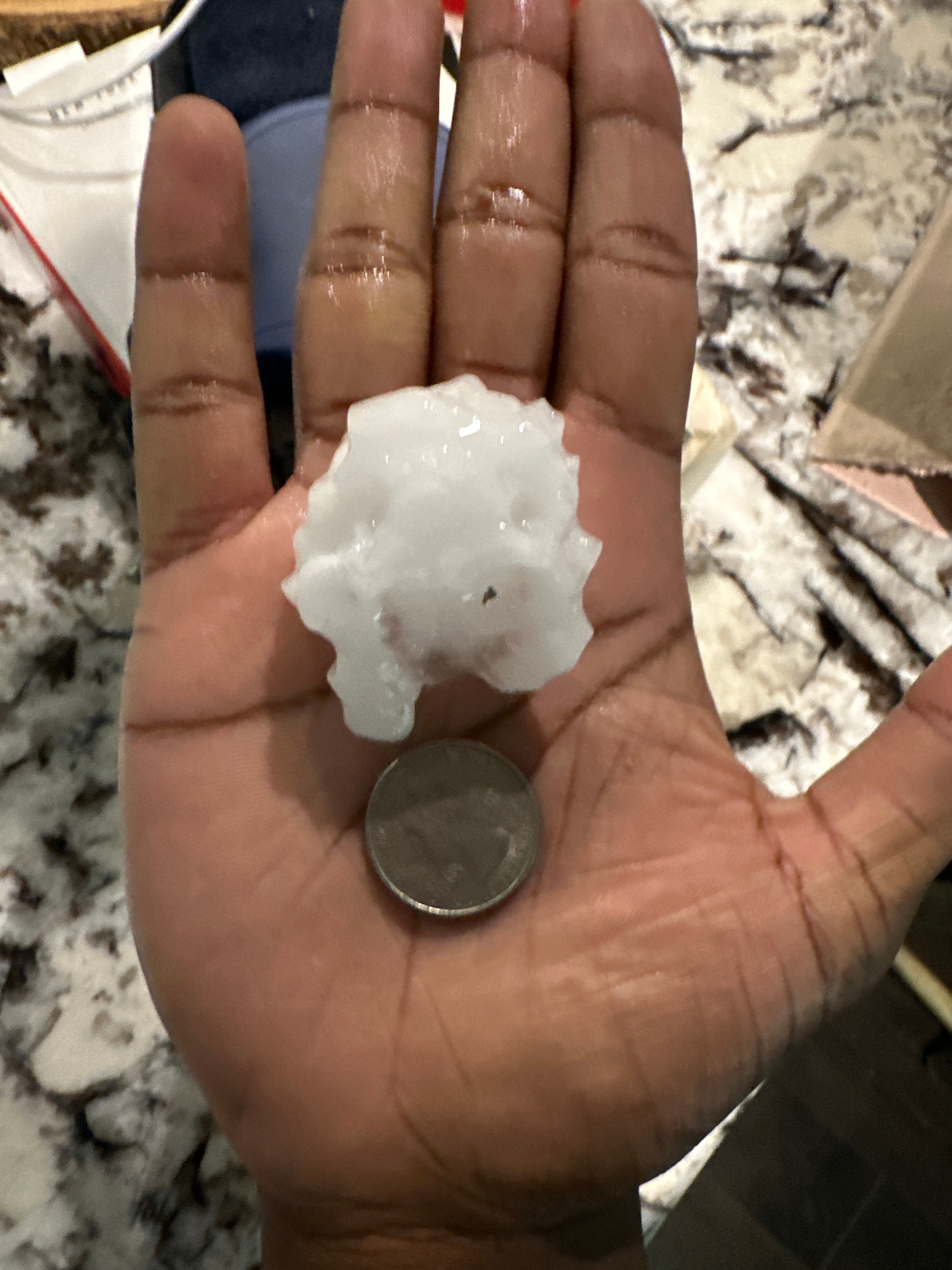 Large hail in Flower Mound, Texas