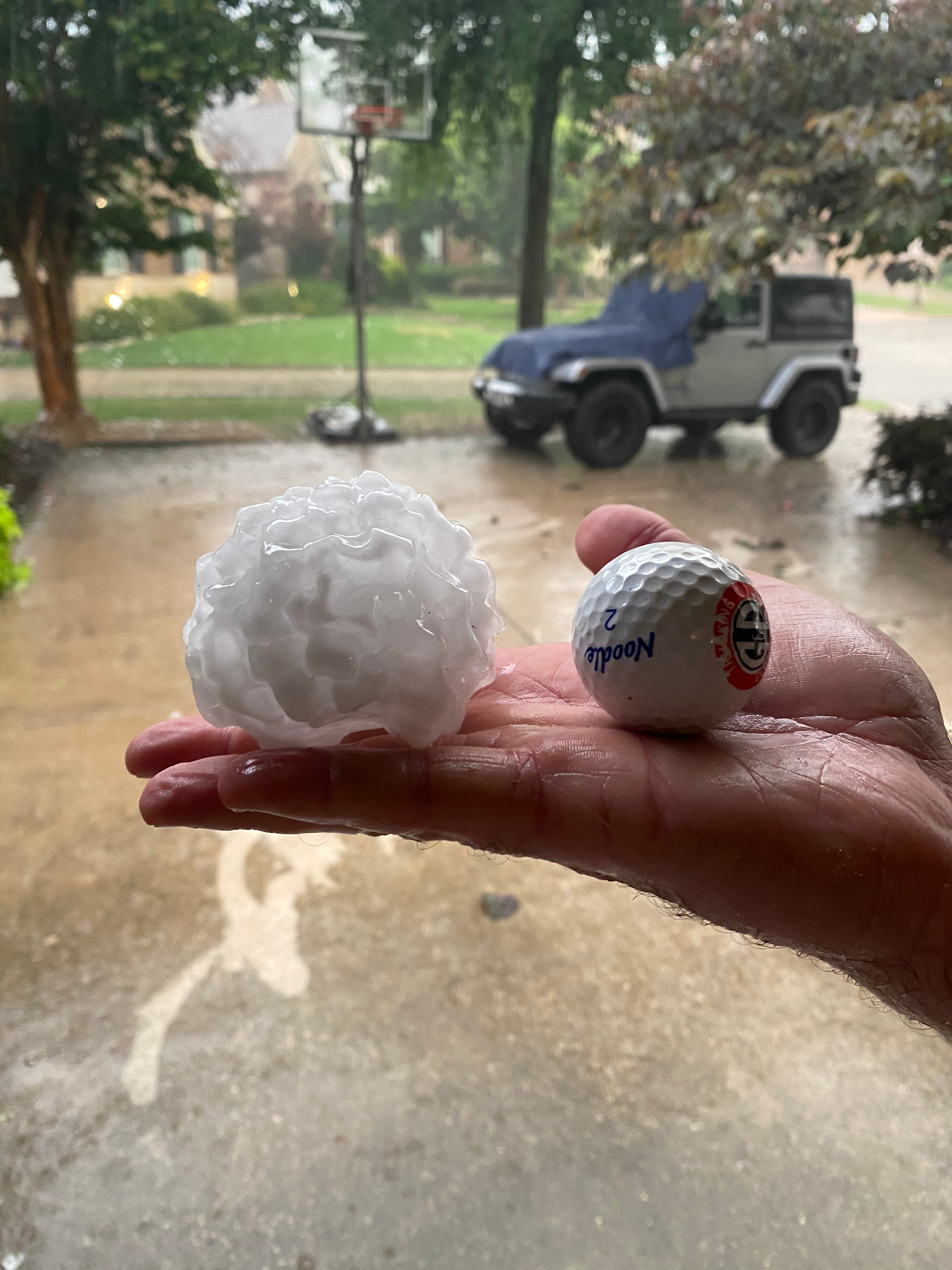 Baseball sized hail in Flower Mound, Texas