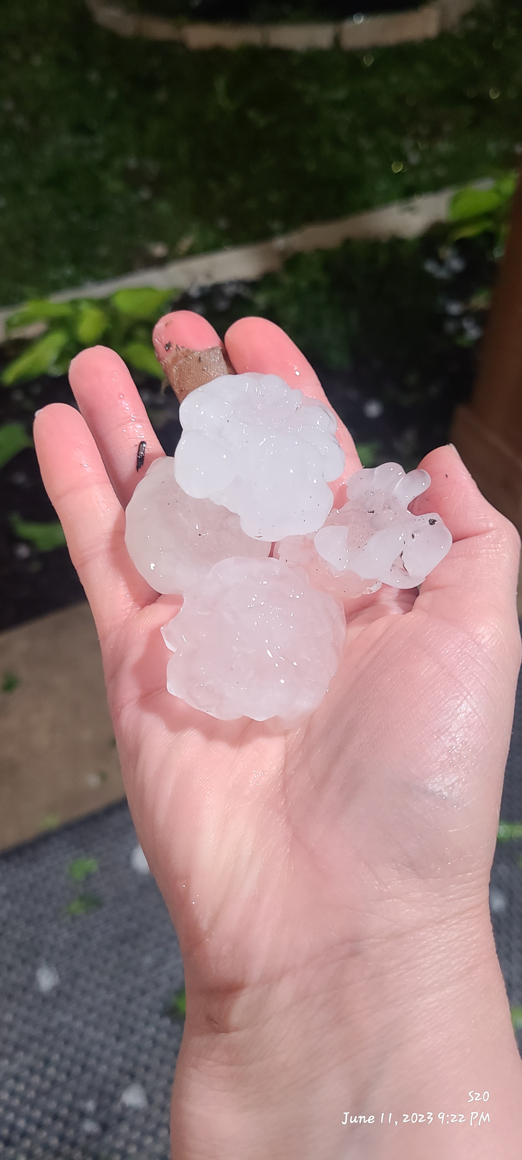 Sideways hail coming in from multiple directions