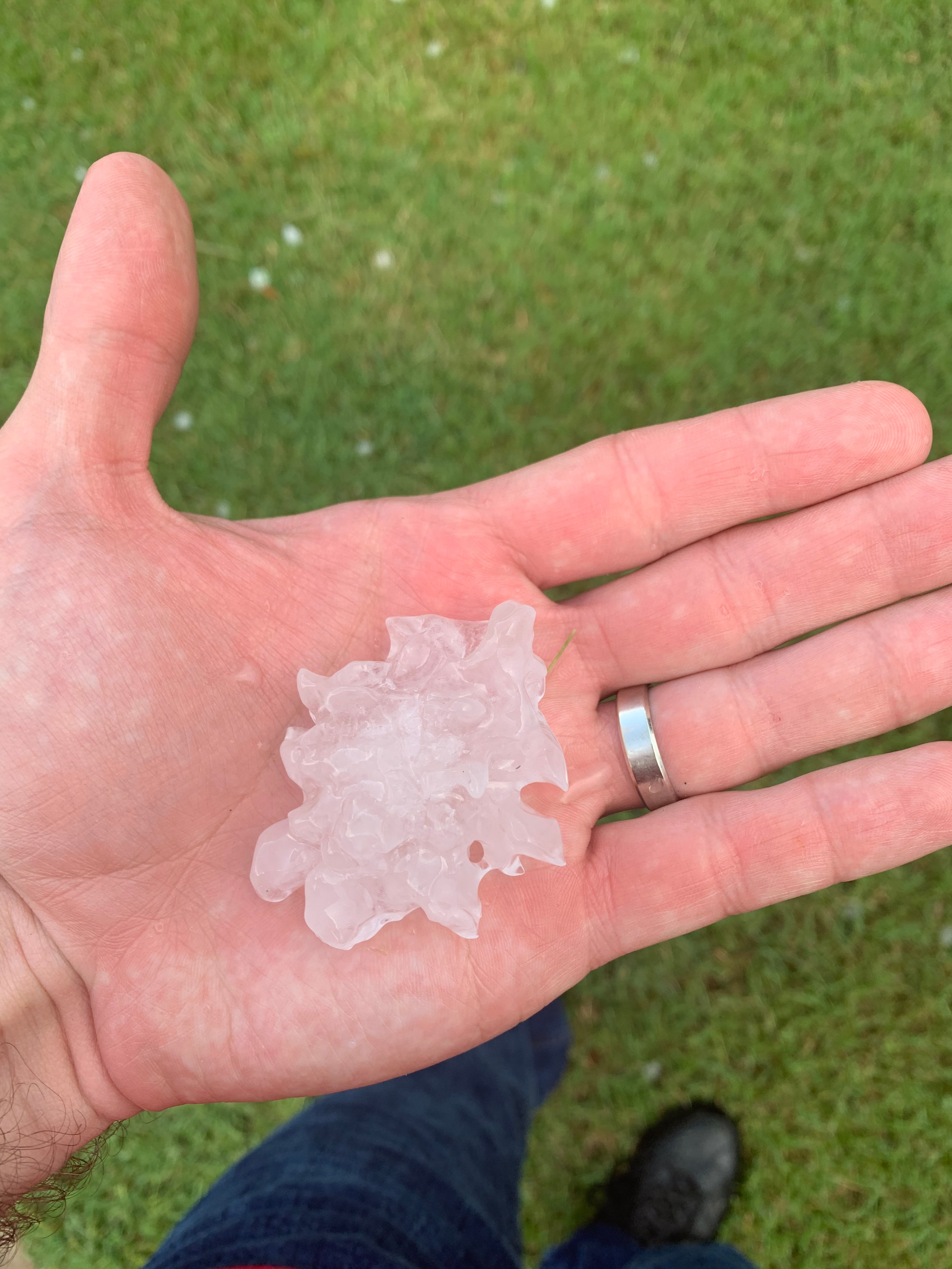 One of multiple golf ball-size hail in Chatfield (near Rice).
