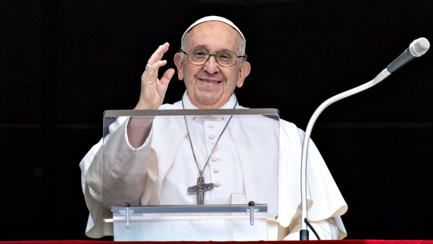 VATICAN CITY, VATICAN – JUNE 18: (EDITOR NOTE: STRICTLY EDITORIAL USE ONLY – NO MERCHANDISING) Pope Francis attends the Regina Coeli Prayer and delivers his Angelus blessing to the faithful gathered in St. Peter’s Square on June 18, 2023 in Vatican City, Vatican. Pope Francis opened his Sunday Angelus address by expressing his profound gratitude to all for their affection, care, friendship, and prayerful support during his time at Rome’s Gemelli Hospital. Pope Francis remembered also the victims of the tragic shipwreck of migrants off the coast of Greece.
 (Photo by Vatican Media via Vatican Pool/Getty Images)