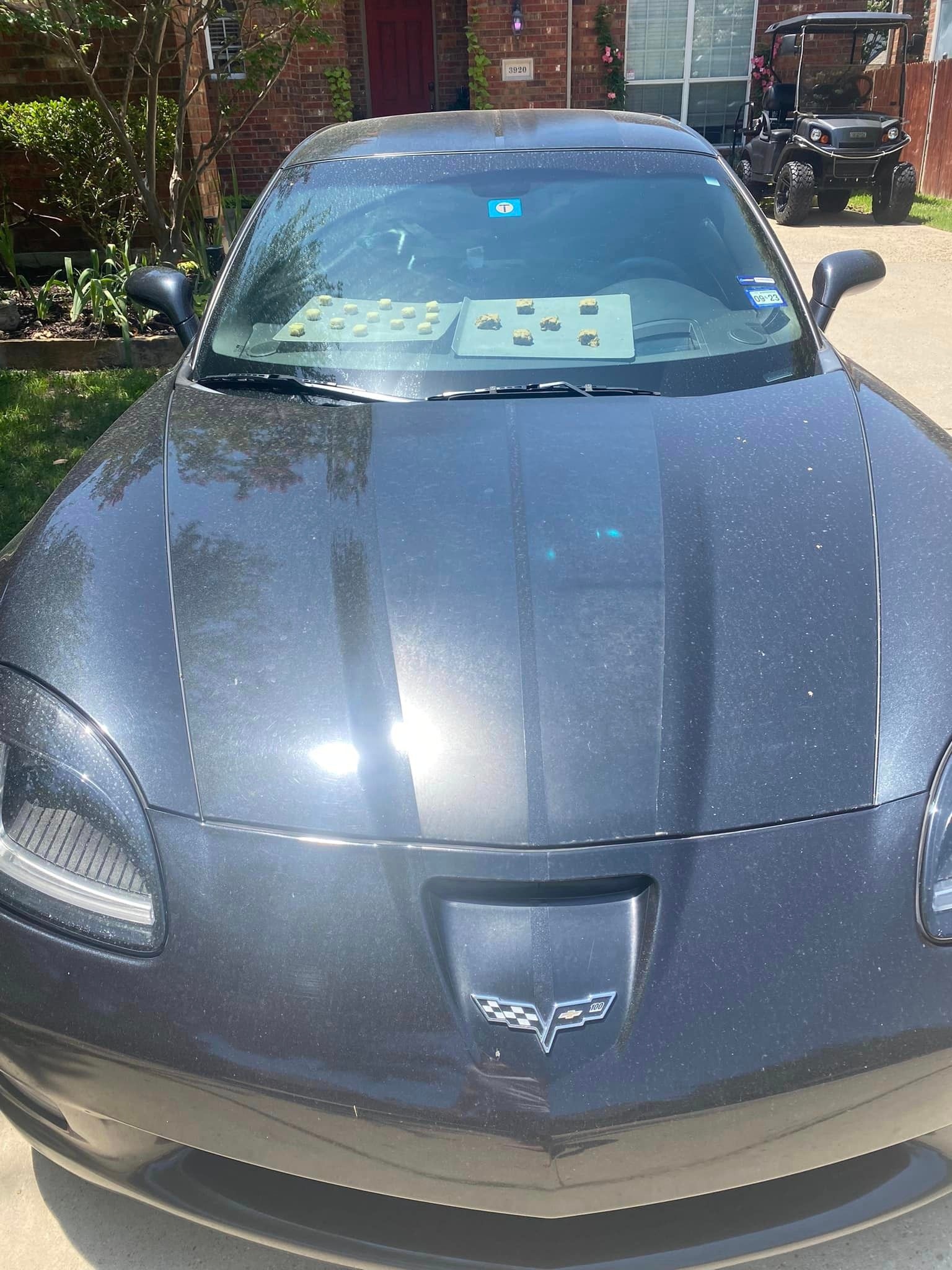The car is in the sun most of the morning “pre-heating.”