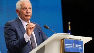 FILE – European Union foreign policy chief Josep Borrell speaks during a media conference after a meeting ‘Supporting the future of Syria and the region’ at the European Council building in Brussels, June 15, 2023. The European Union says China has abruptly cancelled a visit by the EU’s top diplomat for unspecified reasons. Borrell, the E.U.’s high representative for foreign affairs and security policy, was due to arrive in China on July 10 for talks with Chinese Foreign Minister Qin Gang and other officials, according to an announcement by the E.U. ambassador to Beijing on Sunday.