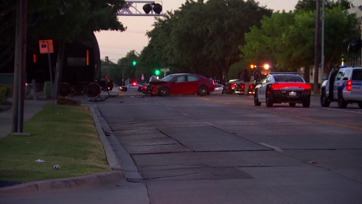 One person dead after car crashes into parked train in Dallas – NBC 5