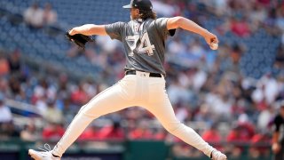 WASHINGTON, DC – JULY 08: Jack Irvin #74 of the Washington Nationals pitches in the second inning during a baseball game against the Texas Rangers at Nationals Park on July 8, 2023 in Washington, DC.