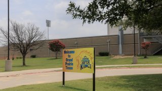 A ‘Welcome’ sign for the Texas Super Kings at a Major League Cricket stadium in Grand Prairie, Texas, US, on June 16, 2023. Cricket has been steadily growing in popularity in the US for years, especially in places with large South Asian populations, including Dallas, Houston, New York and Los Angeles.