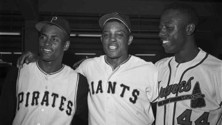 Roberto Clemente, Willie Mays and Hank Aaron