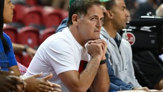 Mark Cuban of the Dallas Mavericks attend the 2023 NBA Las Vegas Summer League against the Oklahoma City Thunder on July 8, 2023 at the Thomas & Mack Center in Las Vegas, Nevada.