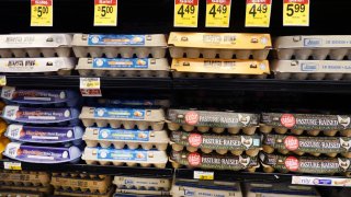 Grocery items are offered for sale at a supermarket on August 09, 2023 in Chicago, Illinois.