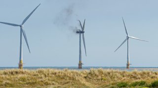 Scroby Sands wind farm, 1.5 miles (2.5km) off the coast of Great Yarmouth, Norfolk.