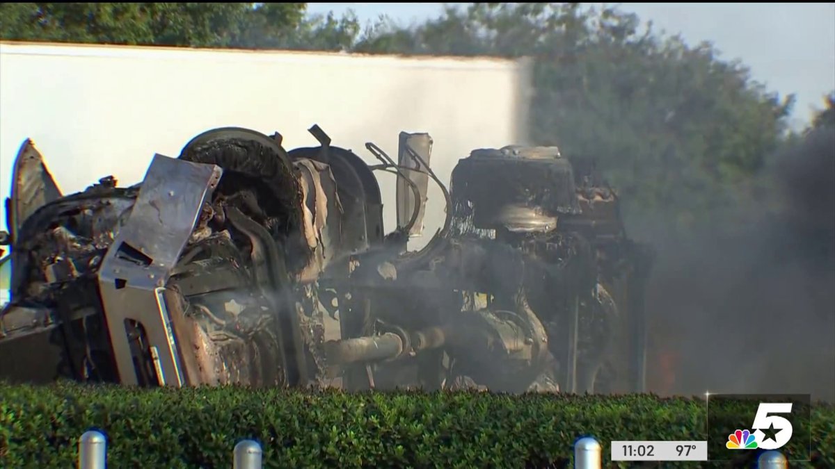 18-wheeler fire shuts down US-75, continues to burn – NBC 5 Dallas-Fort ...