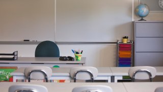 Empty desks in classroom