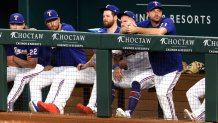 Max Scherzer #31 of the Texas Rangers watches the game against the Chicago White Sox during the second inning at Globe Life Field on August 1, 2023 in Arlington, Texas.