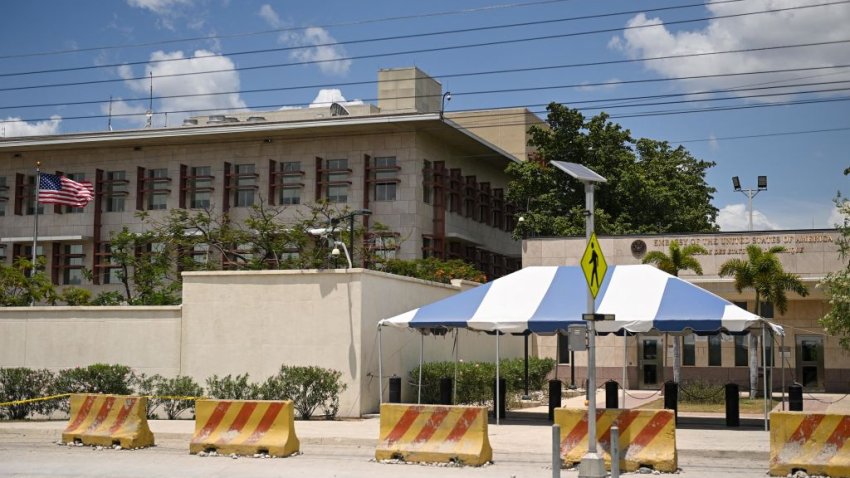 The US embassy is pictured in Port-au-Prince, Haiti, on August 9, 2023, following the release of US nurse Alix Dorsainvil and her young daughter, freed nearly two weeks after their abduction.