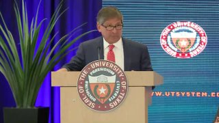 University of Texas System Board of Regents Chair Kevin Eltife announces UT Austin partnership on Monday.