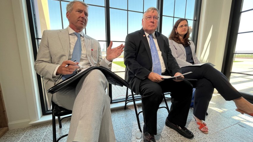 UT System Chancellor JB Milliken, UT-Dallas President Richard C. Benson, and UT-Arlington President Jennifer Cowley speak at an event organized by Sen. Royce West, D- Dallas, in South Dallas