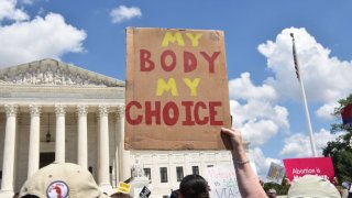 Abortion rights activists march to the U.S. Supreme Court