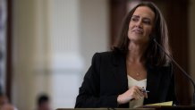 Attorney Erin Epley questions witness Andrew Wicker on Day 7 of the Ken Paxton impeachment trial in Austin, Texas, Wednesday, Sept. 13, 2023.