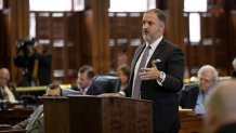 Defense attorney Mitch Little questions witness Ray Chester on Day 7 of the Ken Paxton impeachment trial in Austin, Texas, Wednesday, Sept. 13, 2023.