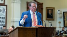 Defense attorney Dan Cogdell questions witness David Maxwell in the Ken Paxton impeachment trial, Friday, Sept. 8, 2023.