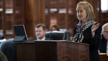 Prosecutor Katherine Buess questions Katherine Cary in the Ken Paxton impeachment trial, Monday, Sept. 11, 2023.