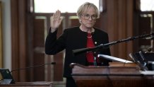 Witness Margaret Moore is sworn in on Day 5 of the Ken Paxton impeachment trial in Austin, Texas, Monday, Sept. 11, 2023.