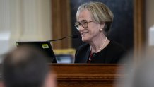 Witness Margaret Moore testifies on Day 5 of the Ken Paxton impeachment trial in Austin, Texas, Monday, Sept. 11, 2023.