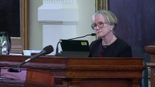 Former Travis County District Attorney Margaret Moore testifies in the Ken Paxton impeachment trial on Monday, Sept. 11, 2023.