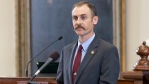 Texas State Rep. Andrew Murr (R-Junction) delivers closing arguments in suspended Texas Attorney General Ken Paxton's impeachment trial, Friday, Sept. 15, 2023. in Austin, Texas.