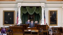 Texas State Rep. Andrew Murr (R-Junction) delivers closing arguments in suspended Texas Attorney General Ken Paxton's impeachment trial, Friday, Sept. 15, 2023. in Austin, Texas.