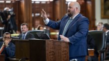 Defense attonrey Chris Hilton questions Austin Kinghorn on Day 8 of the Ken Paxton impeachment trial, Thursday, Sept. 14, 2023, in Austin, Texas.