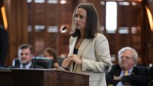 Austin Kinghorn is questioned by prosecutor Erin Epley on Day 8 of the Ken Paxton impeachment trial, Thursday, Sept. 14, 2023, in Austin, Texas.